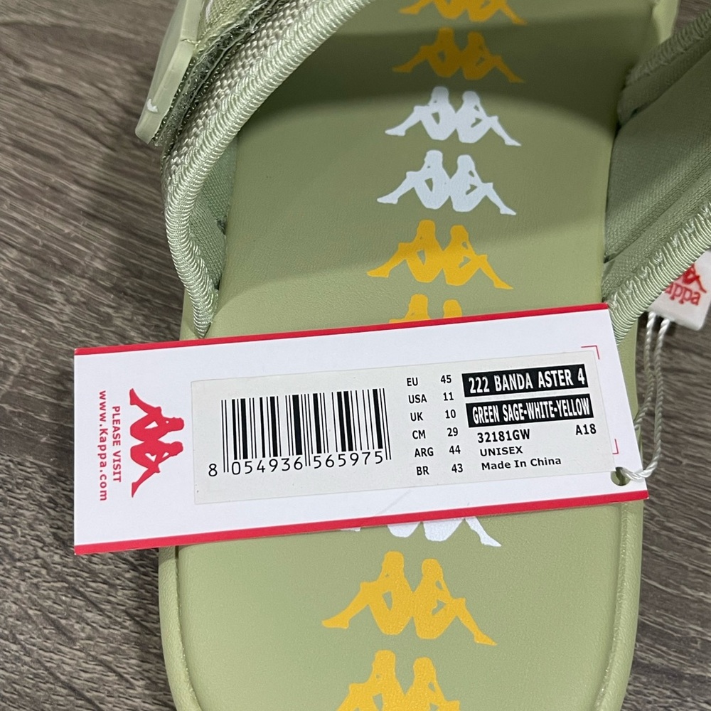 Kappa 222 Banda Aster 4 Sandals Slides Unisex Men’s Green Sage White NWT - Picture 9 of 10